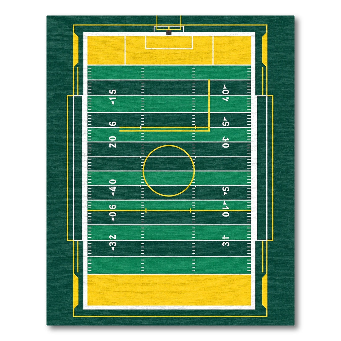 Green and Yellow Gridiron Field Line Rug