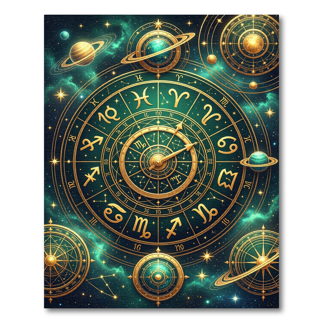 Golden Celestial Zodiac Constellation Sphere Rug