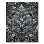 Elegant Charcoal Silver Acanthus Scroll Rug