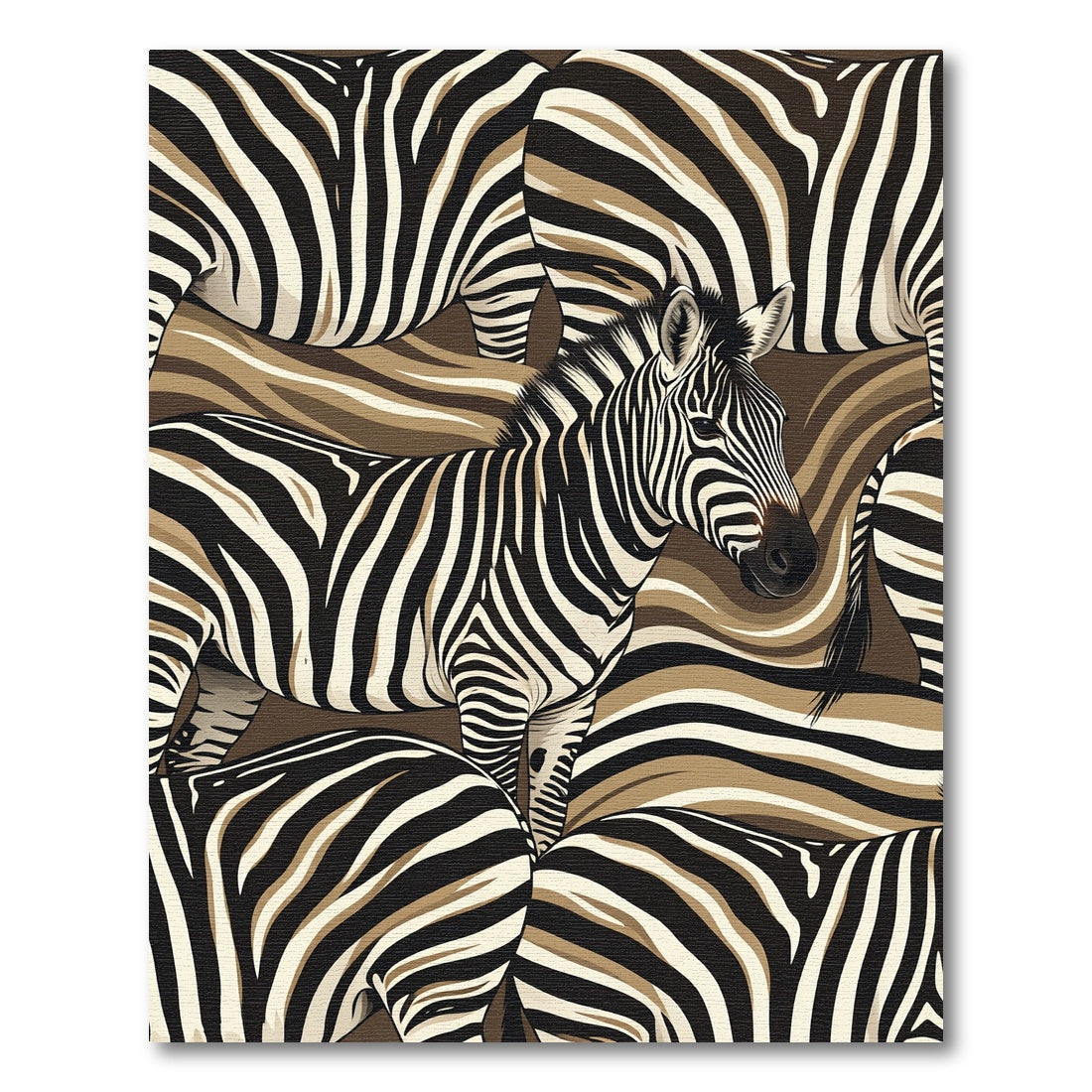 Abstract Zebra Stripe Earth Tone Art Rug