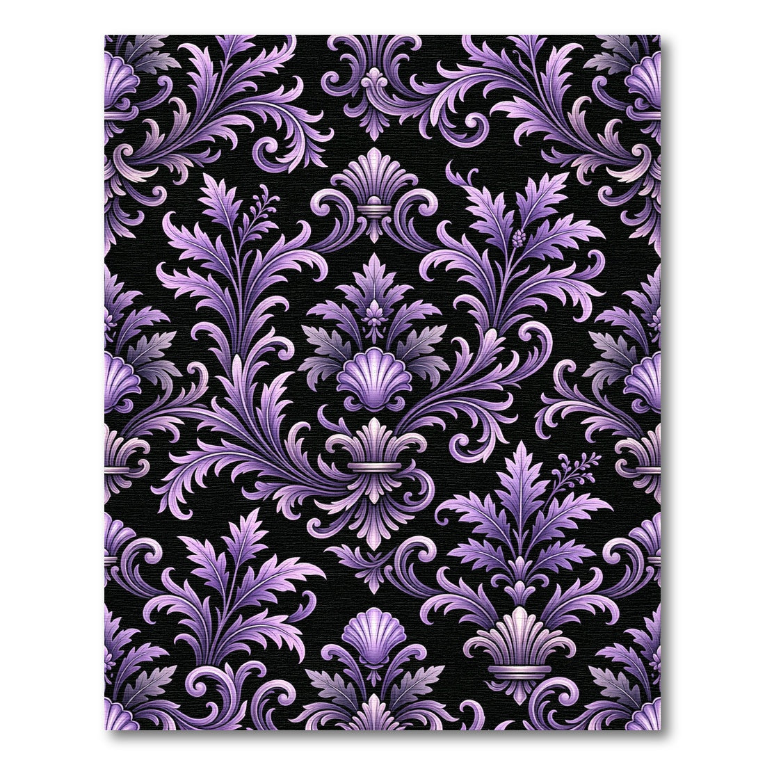 Ornate Royal Purple Damask Scroll Rug