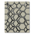 Modern Gray Geometric Hexagonal Grid Rug