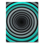 Modern Cyan and Gray Vortex Tunnel Rug