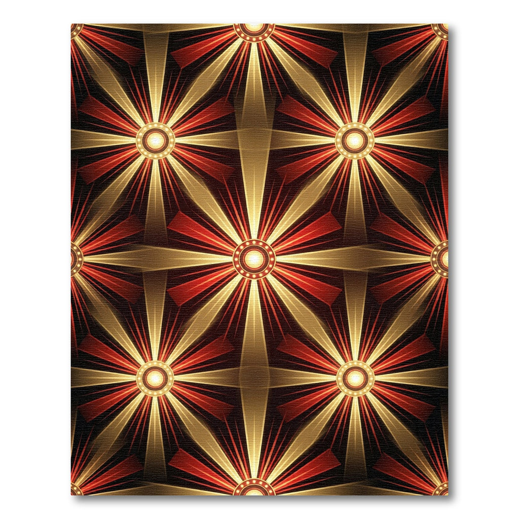 Radiant Gold And Crimson Starburst Rug