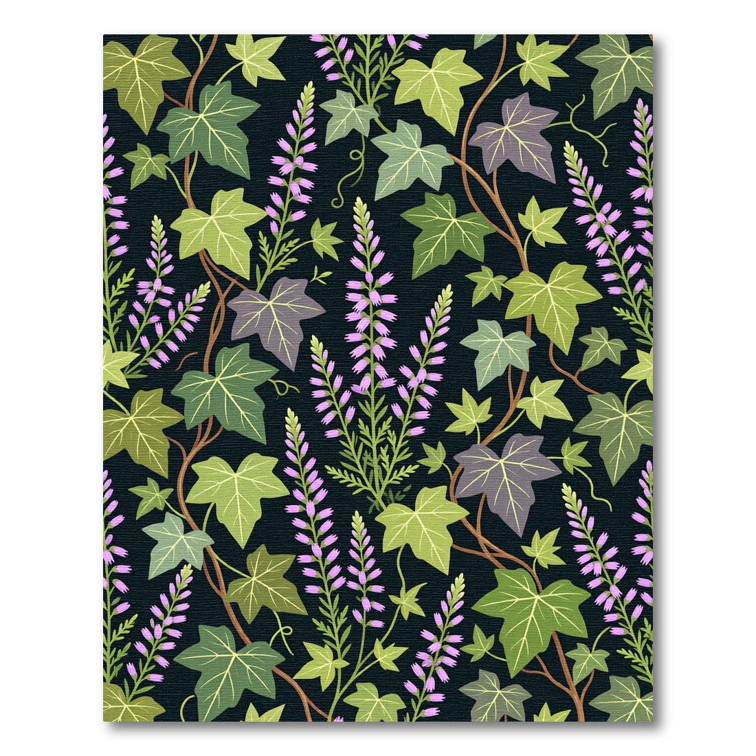 Botanical Ivy and Heather Floral Vine Rug