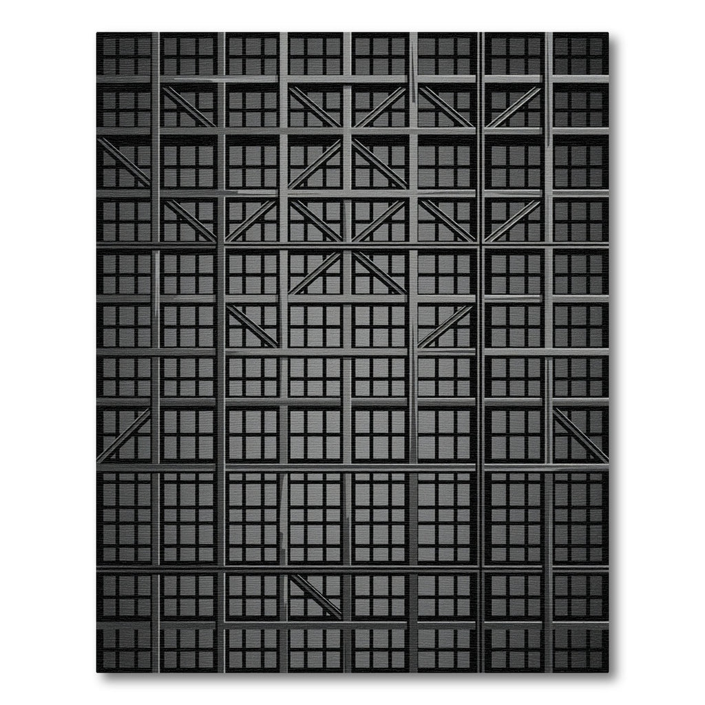 Gray Industrial Grid Structure Rug