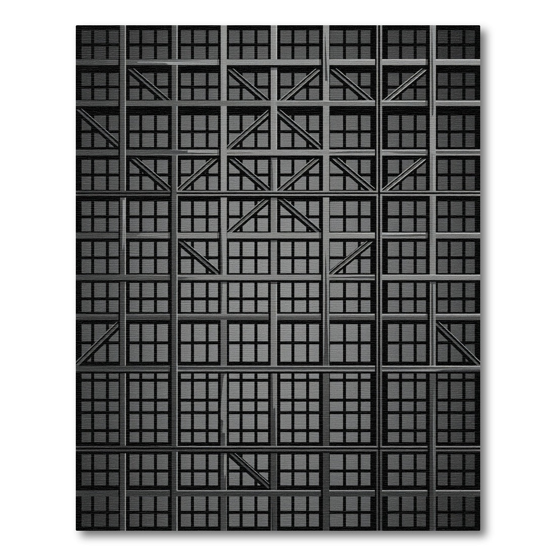 Gray Industrial Grid Structure Rug