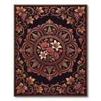 Ornate Rose Lily Grapes Medallion Rug