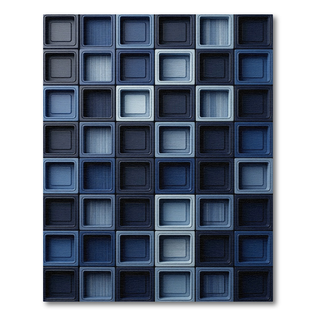 Modern Navy Blue Grid Monochromatic Tile Rug