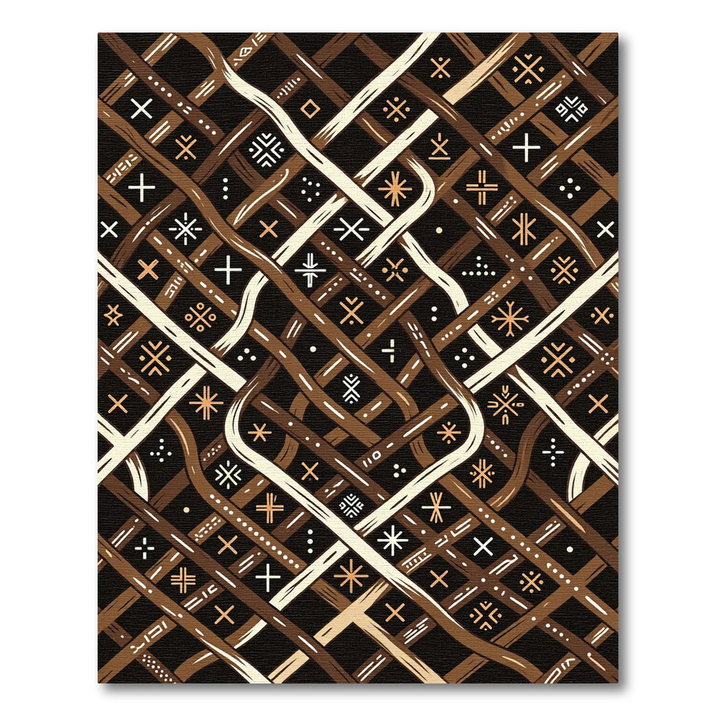 Earthy Tones Woven Abstract Line Art Rug