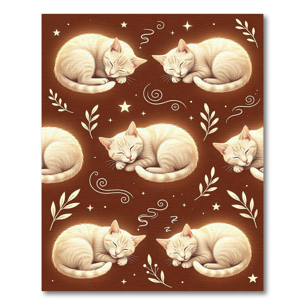 Whimsical Cream Cats Sleeping Starry Night Rug