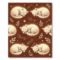 Whimsical Cream Cats Sleeping Starry Night Rug