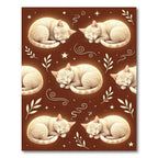 Whimsical Cream Cats Sleeping Starry Night Rug