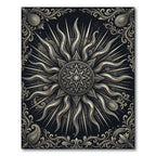 Ornate Celestial Sunburst Monochromatic Area Rug