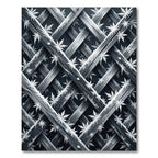 Frosted Charcoal Geometric Snowflake Grid Rug