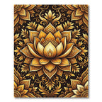 Elegant Golden Lotus Damask Medallion Rug
