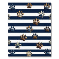 Navy Striped Animal Paw Print Rug
