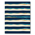 Modern Navy Blue Coastal Wave Stripe Rug
