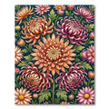 Vibrant Autumnal Chrysanthemum Floral Botanical Rug