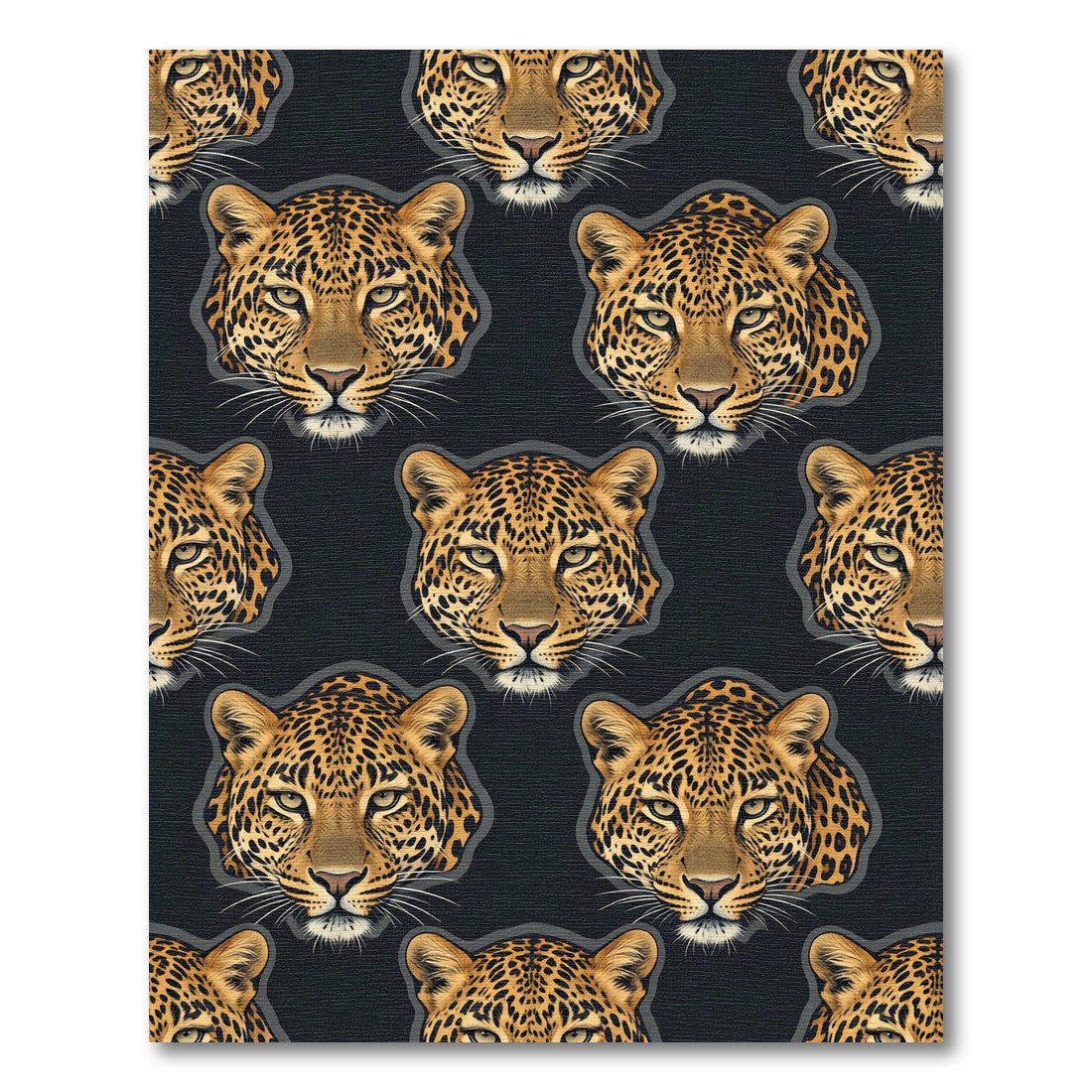 Golden Leopard Head All Over Print Rug