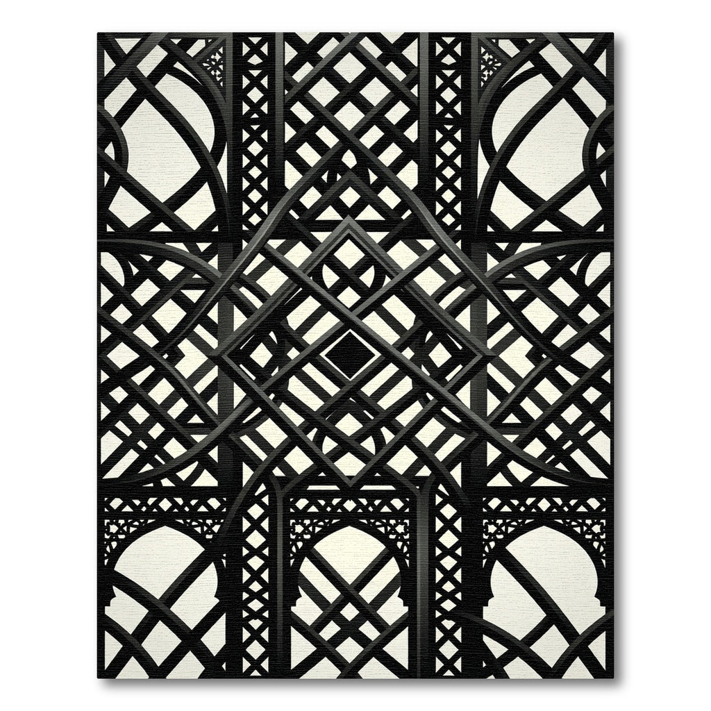 Black Geometric Gothic Lattice Trellis Rug