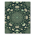 Dark Green White Floral Mandala Rug