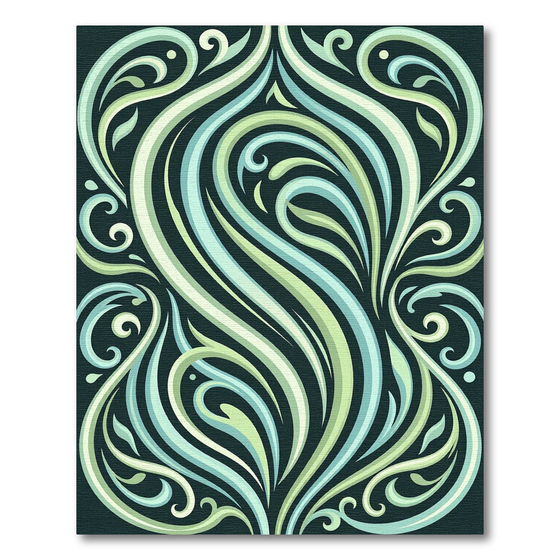 Elegant Sage Seafoam Flowing Swirls Rug