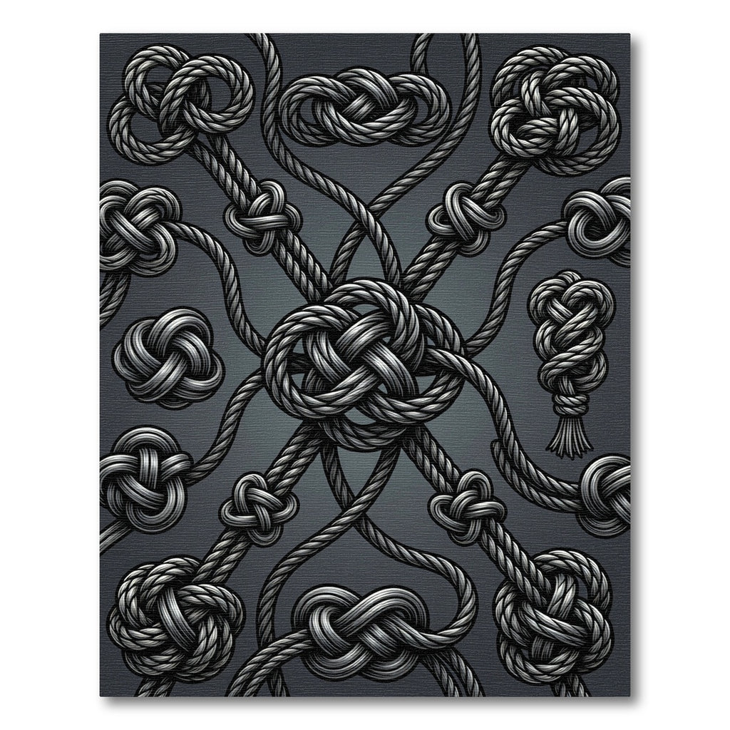 Gray Nautical Rope Knot Medley Rug