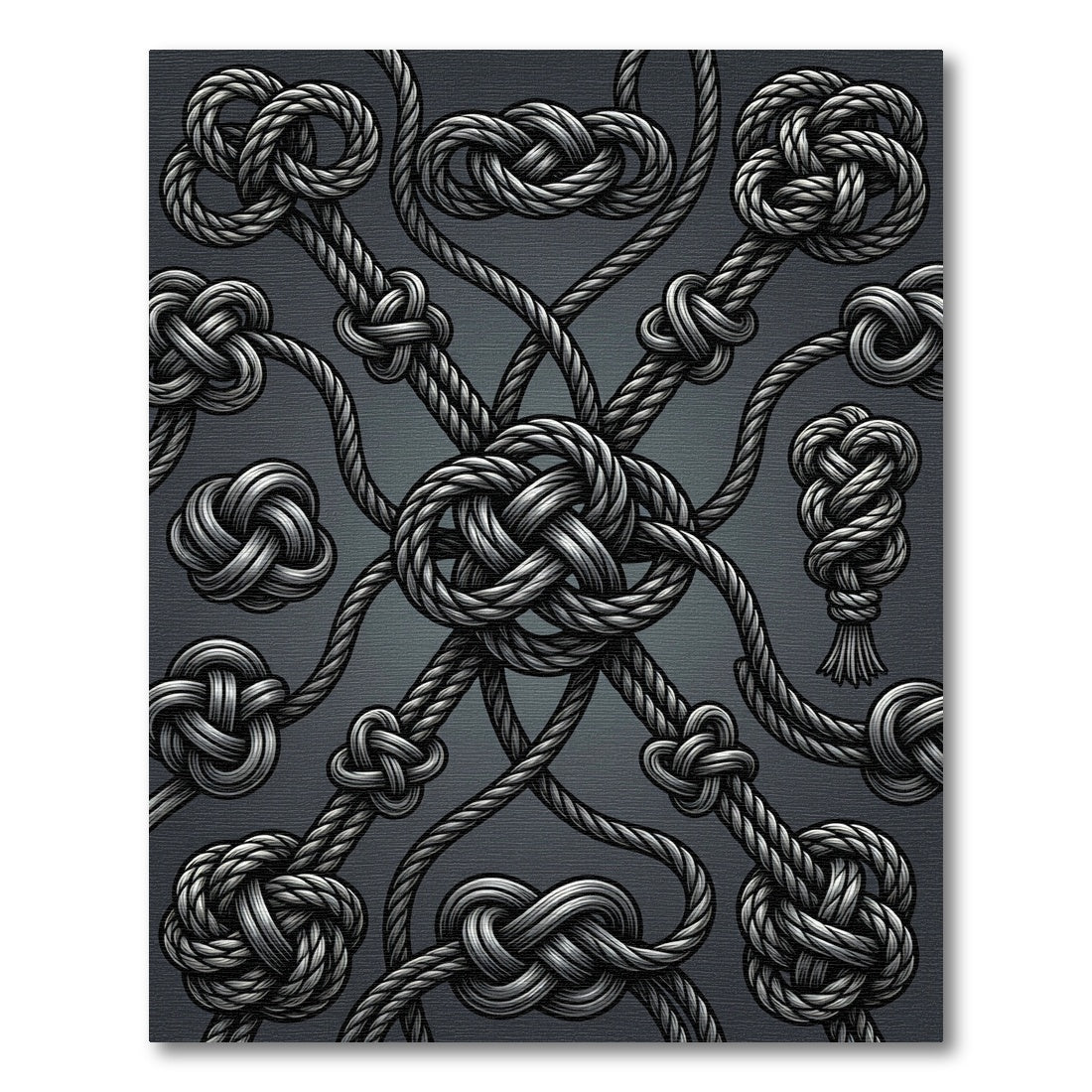Gray Nautical Rope Knot Medley Rug