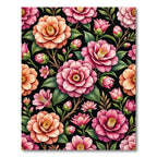 Vibrant Pink and Peach Camellia Garden Rug