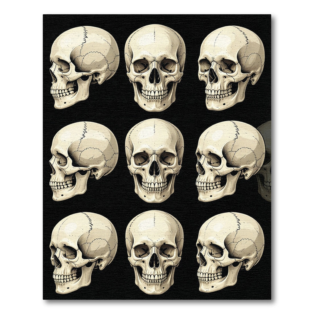 Monochrome Anatomical Skull Grid Illustration Rug