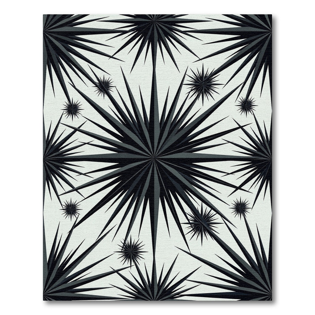 Monochromatic Spiky Starburst Mandala Rug