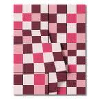 Crimson Pink Checkerboard Geometric Rug