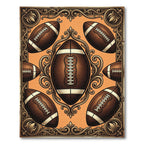Vintage Football Ornate Golden Filigree Art Rug