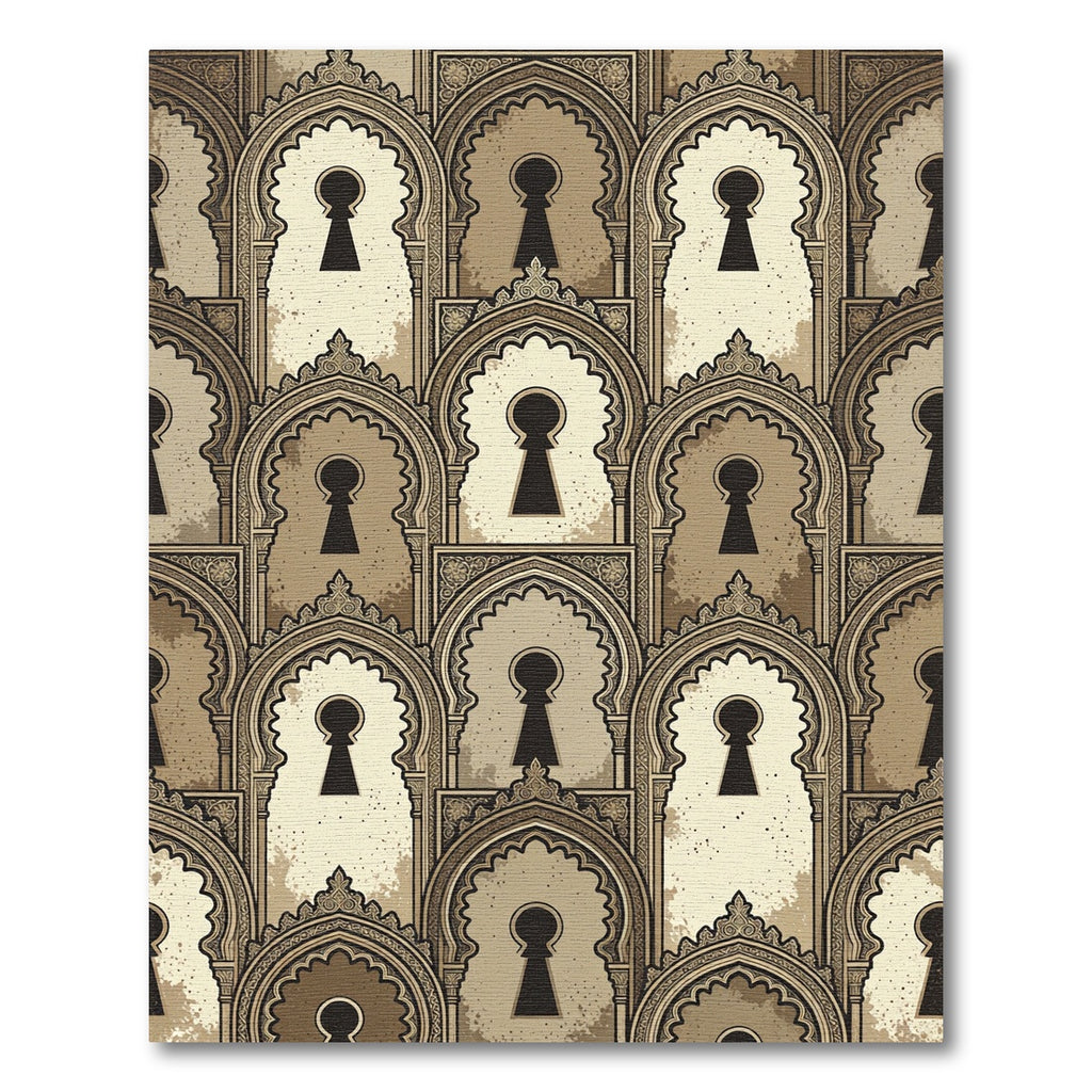 Elegant Archway Keyhole Neutral Wall Art Rug