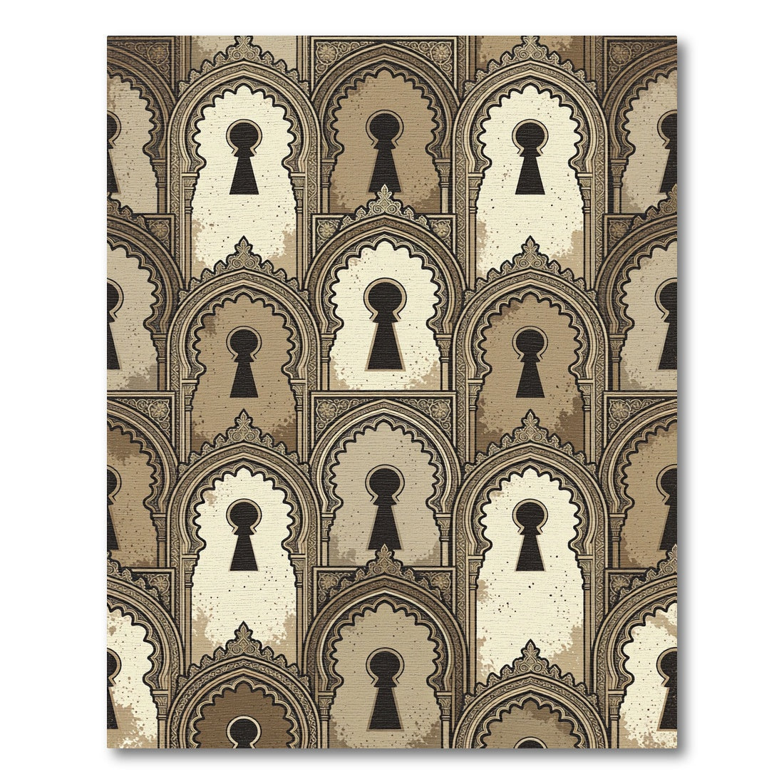Elegant Archway Keyhole Neutral Wall Art Rug