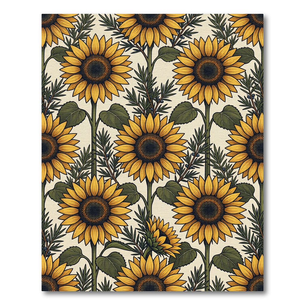 Sunny Yellow Sunflower Botanical Garden Rug