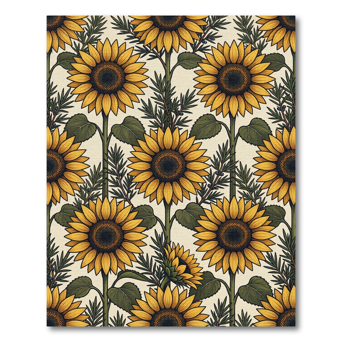 Sunny Yellow Sunflower Botanical Garden Rug
