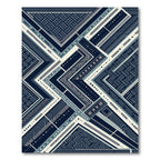 Navajo Blue Geo Stripes Composition Rug