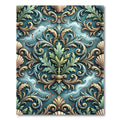 Teal Gold Acanthus Seashell Flourish Rug