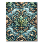 Teal Gold Acanthus Seashell Flourish Rug