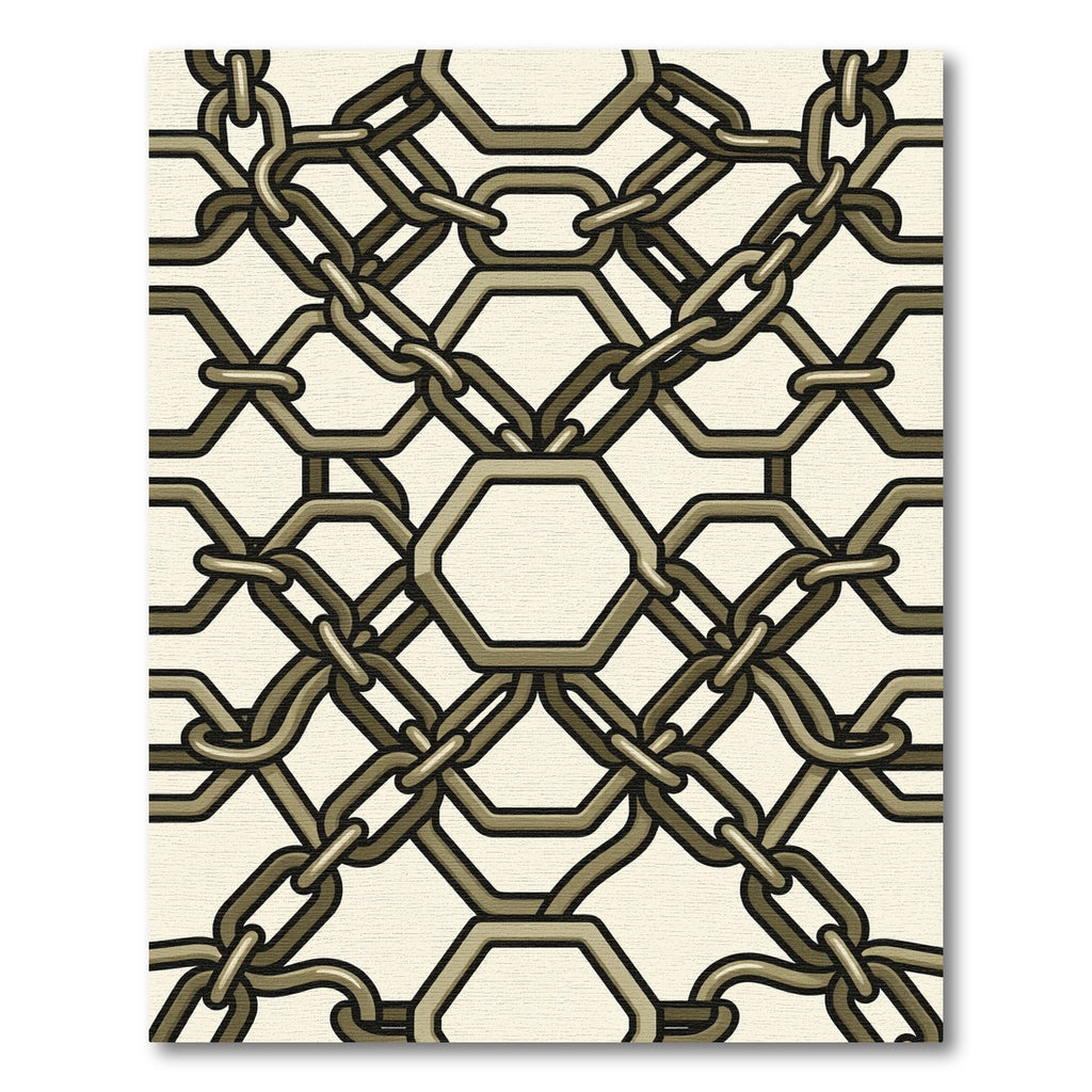 Brown Interlocking Chain Hexagon Rug