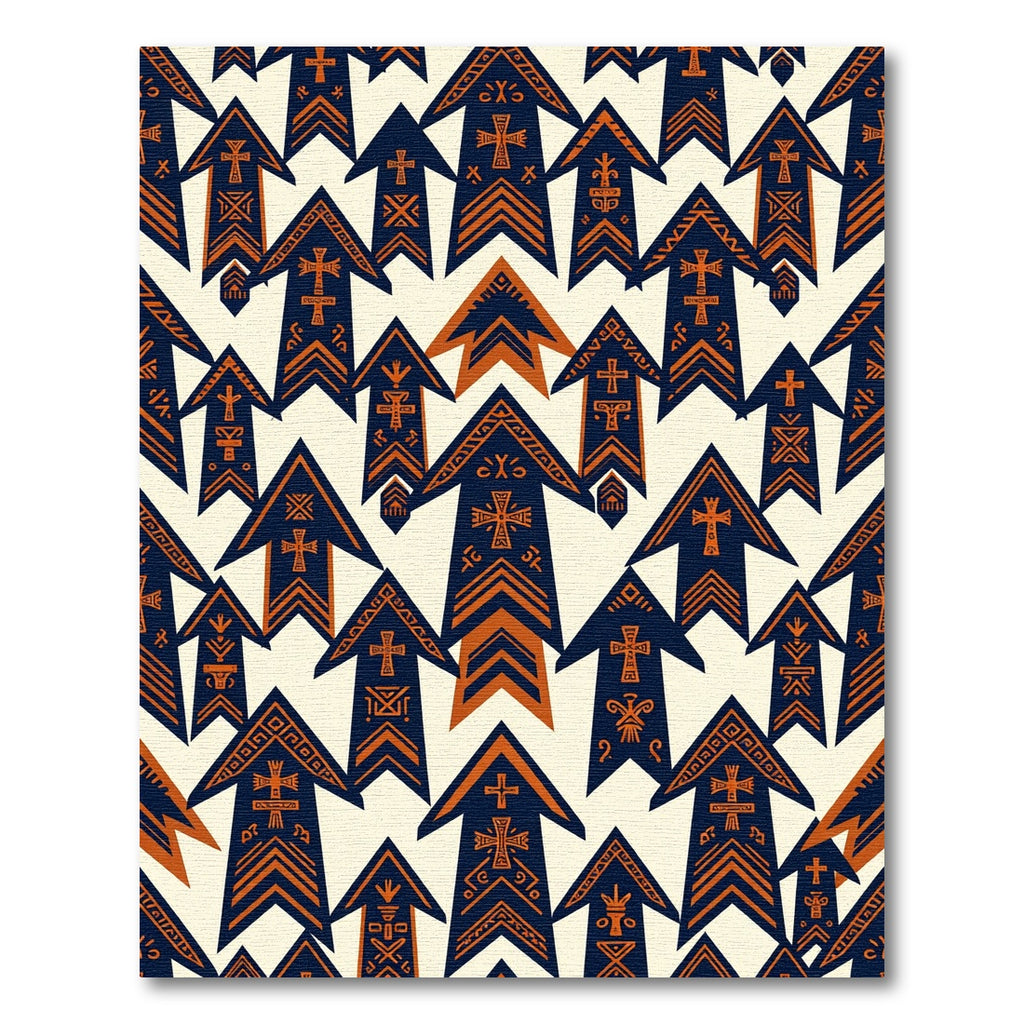 Navy Blue and Burnt Orange Arrows Rug