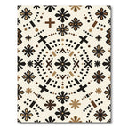 Chic Black Brown Folk Art Blossoms Rug