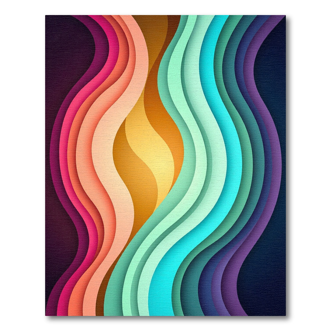 Vibrant Rainbow Flowing Wave Abstract Rug
