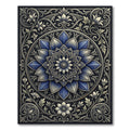 Elegant Navy Floral Mandala Medallion Rug