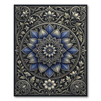 Elegant Navy Floral Mandala Medallion Rug