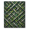 Mossy Forest Lattice with Fern Leaves Rug