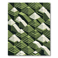 Geometric Olive Green Stepped Pyramid Rug