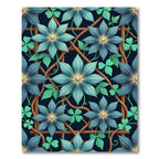 Azure Clematis Trellis Botanical Art Rug